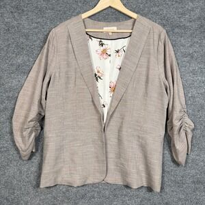 Skies Are Blue Size XL Blazer Gray Shawl Collar Cinched Sleeves Office Career